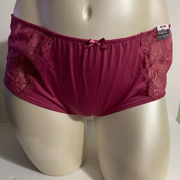 Lane Bryant Cacique Mid Waist Cheeky Panties Underwear Lace Pink Plus 26 /28 - Picture 3 of 4